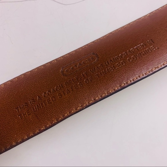 Coach Handcrafted Tumbled Cowhide Mocha Brown Belt women’s 36” - Picture 7 of 10